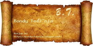 Bondy Teónia névjegykártya